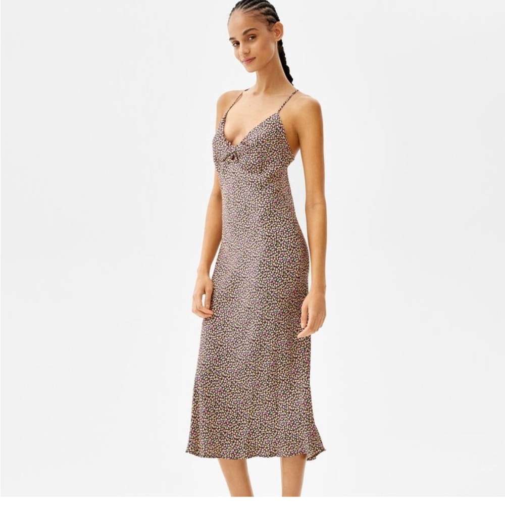 Bershka floral midi slip dress Adjustable strapss